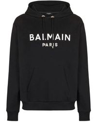 Balmain - Sudadera de algodón con capucha y logo - Lyst