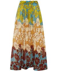 ALÉMAIS - Jupe À Fleurs Et Taille À Lien De Resserrage - Lyst