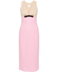 Patou - Bow-Detail Two-Tone Midi Dress - Lyst