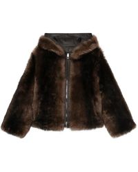 Suprema - Reversible Hooded Shearling Jacket - Lyst