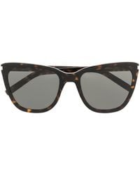 Saint Laurent - Tortoiseshell Oversized Sunglasses - Lyst