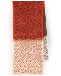Loewe - Logo-Print Frayed Scarf - Lyst