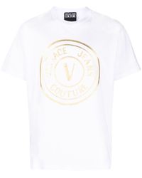 Versace - T-Shirt mit Metallic-Print - Lyst