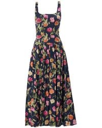 Carolina Herrera - Floral Midi Dress - Lyst