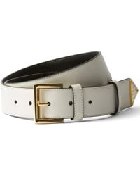Prada - Triangle-Logo Leather Belt - Lyst