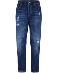 Brunello Cucinelli - Distressed-Finish Straight-Leg Jeans - Lyst