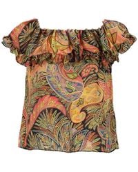 Etro - Ruffled Paisley-Print Top - Lyst