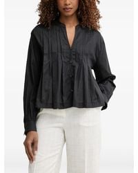 Benetton - Pleated Long-Sleeve Blouse - Lyst
