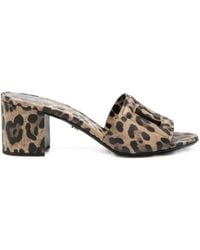 Dolce & Gabbana - Leopard-Print Cutout-Logo Sandals - Lyst