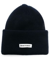 Emporio Armani - Logo-Patch Chunky-Knit Beanie - Lyst