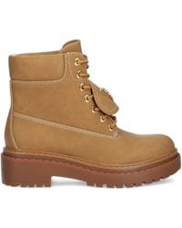 Guess - Logo-Plaque Lace-Up Boots - Lyst