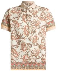 Etro - Cotton Polo Shirt With Placed Print - Lyst