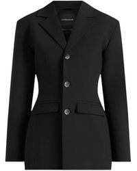 Manière De Voir - Claire Wide Shoulder Cinch Waist Blazer - Lyst