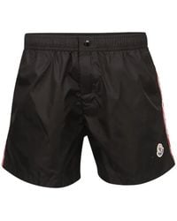 Moncler - Logo-Patch Side-Stripe Swim Shorts - Lyst