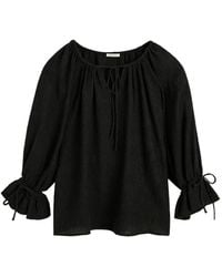 By Malene Birger - Rose Weave Ruffled Tie-Fastening Blouse - Lyst