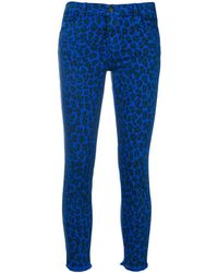 J Brand Synthetisch Jeans Met Luipaarddessin in het Blauw Dames Kleding voor voor Broeken pantalons en chinos voor Skinny broeken 