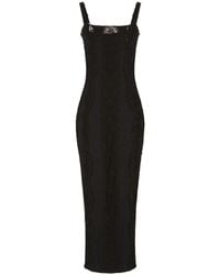 Dolce & Gabbana - Vestido longuette de punto con aplicaciones de encaje - Lyst