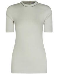 Brunello Cucinelli - Monili-Trim Ribbed-Knit T-Shirt - Lyst