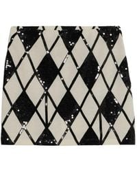 Blumarine - Sequin-Embellished Diamond-Knit Mini Skirt - Lyst