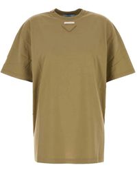 Prada - T-Shirt En Coton À Plaque Logo - Lyst