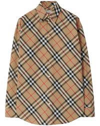 Burberry - Geruit Katoenen Blouse - Lyst
