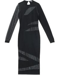 Just Cavalli - Mesh-Insert Long-Sleeve Midi Dress - Lyst