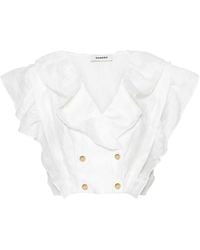 Sandro - Ruffle-detail Cropped Top - Lyst