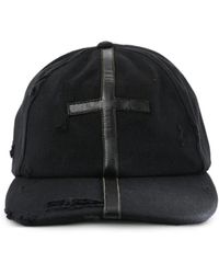 MATIERES FECALES - Distressed Cross-Patch Baseball Cap - Lyst