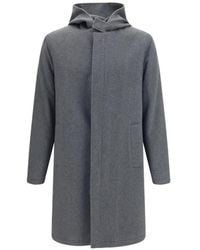 Lardini - Mélange-Effect Hooded Coat - Lyst