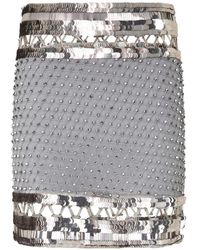 Alberta Ferretti - Sequin-Embellished Rhinestone-Embellished Mini Skirt - Lyst