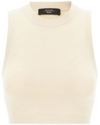 Weekend by Maxmara - Fine-Knit Sleeveless Cropped Top - Lyst