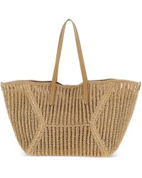 Brunello Cucinelli - Large Woven Raffia Tote Bag - Lyst