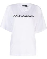 Dolce & Gabbana - T-shirt blanc à col ras du cou - Lyst