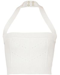 Balmain - Top Crop Con Scollo All'Americana - Lyst