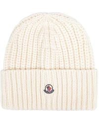 Moncler - Gerippte Beanie Mit Logo-Patch - Lyst