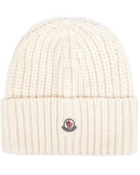 Moncler - Geribbelde Muts Met Logopatch - Lyst