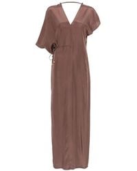 Alysi - Maxi-Jurk Met Trekkoord En V-Hals - Lyst