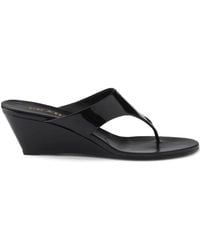 Prada - Patent Leather Wedge Thong Sandals Shoes - Lyst