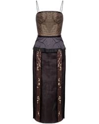 Maison Margiela - Midi Décortiqué Silk Dress - Lyst