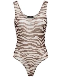 Toccin - Wyatt Zebra-Print Scoop-Neck Bodysuit - Lyst