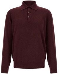 Brunello Cucinelli - Cashmere Long-Sleeve Polo Shirt - Lyst