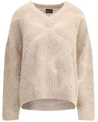 Giorgio Armani - V-Neck Textured Knit Sweater - Lyst