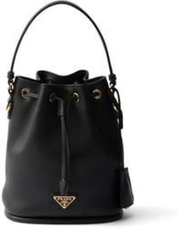 Prada - Mini Leather Bucket Bag - Lyst