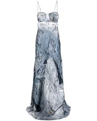 Natasha Zinko - Denim-print Maxi Slip Dress - Lyst