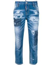 DSquared² Vaqueros capri con efecto envejecido - Azul