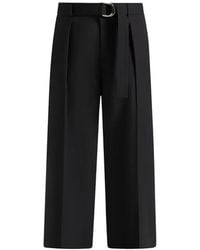 Manière De Voir - Lior Box Pleat Hatched Wide Leg Trousers - Lyst
