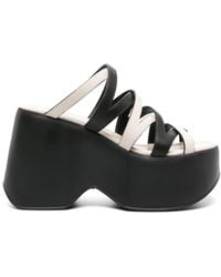 Vic Matié - Strappy Leather Wedge Mules - Lyst