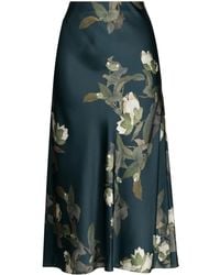 Vince - Floral-Print High-Waisted Midi Skirt - Lyst