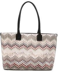 Missoni - Zigzag-Pattern Leather-Trim Tote Bag - Lyst