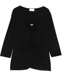 Clips - T-Shirt Froncé À Col V - Lyst